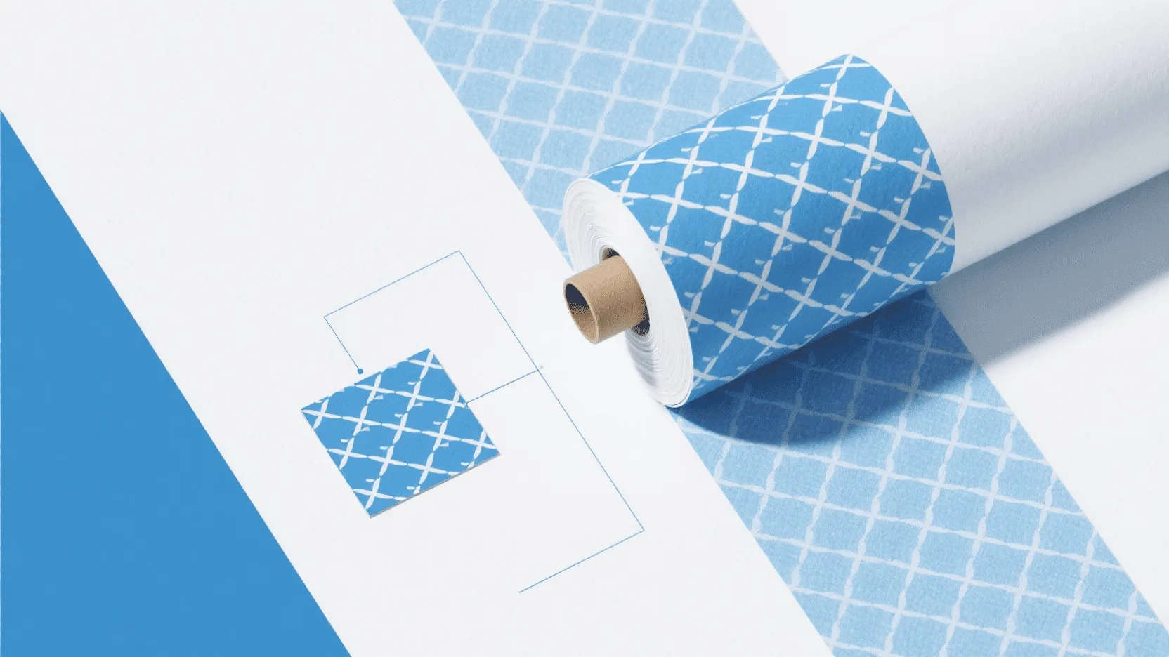 A diagram illustrating how a small, efficient pattern repeat fits perfectly onto a print cylinder versus a large, awkward repeat that creates a gap.
