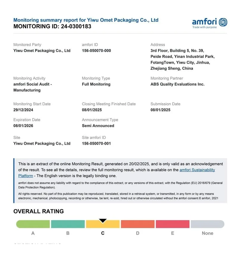 BSCI Certificate
