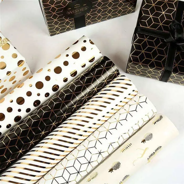 Luxury hot-stamping gift wrapping paper in gold foil