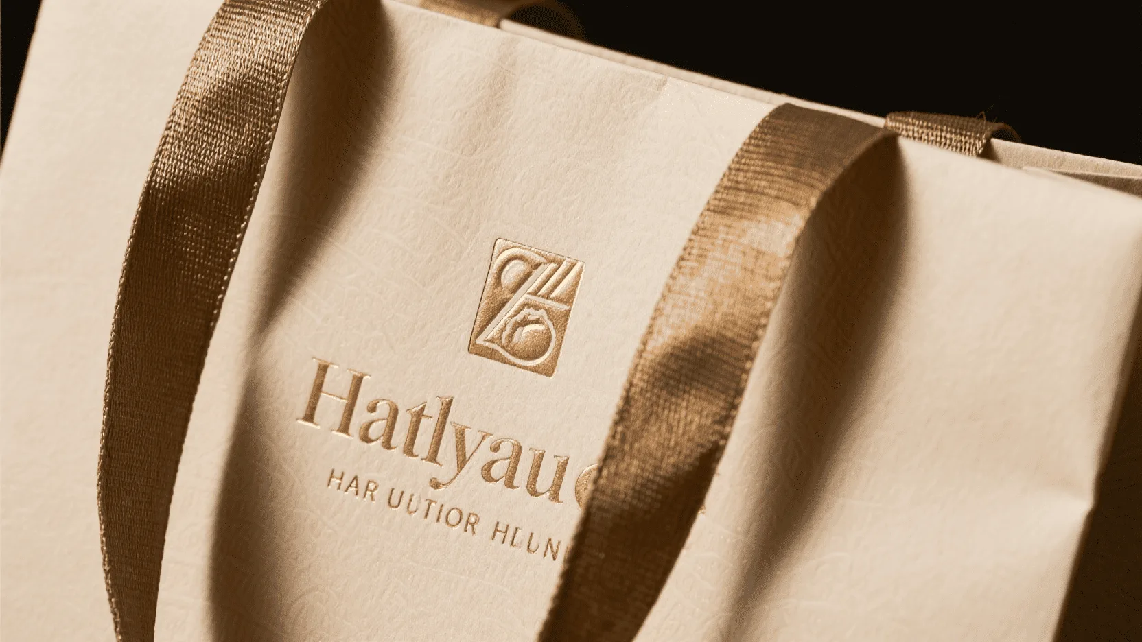 Luxury Paper Bag Finishing Close-up of a paper bag with luxury hot stamping finish.
