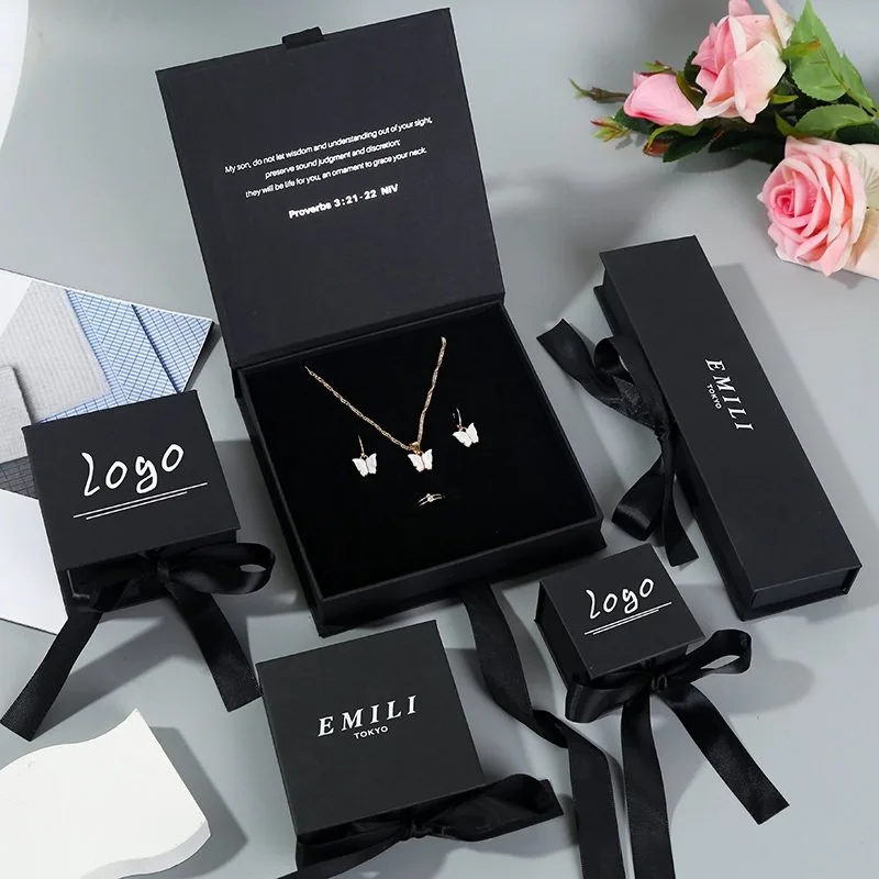 Elegant Ribbon-Tied Jewelry Gift Box with Satin Interior