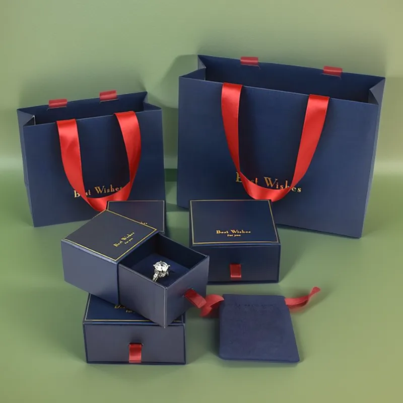 Premium Sliding Jewelry Box with Matching Gift Bag Set