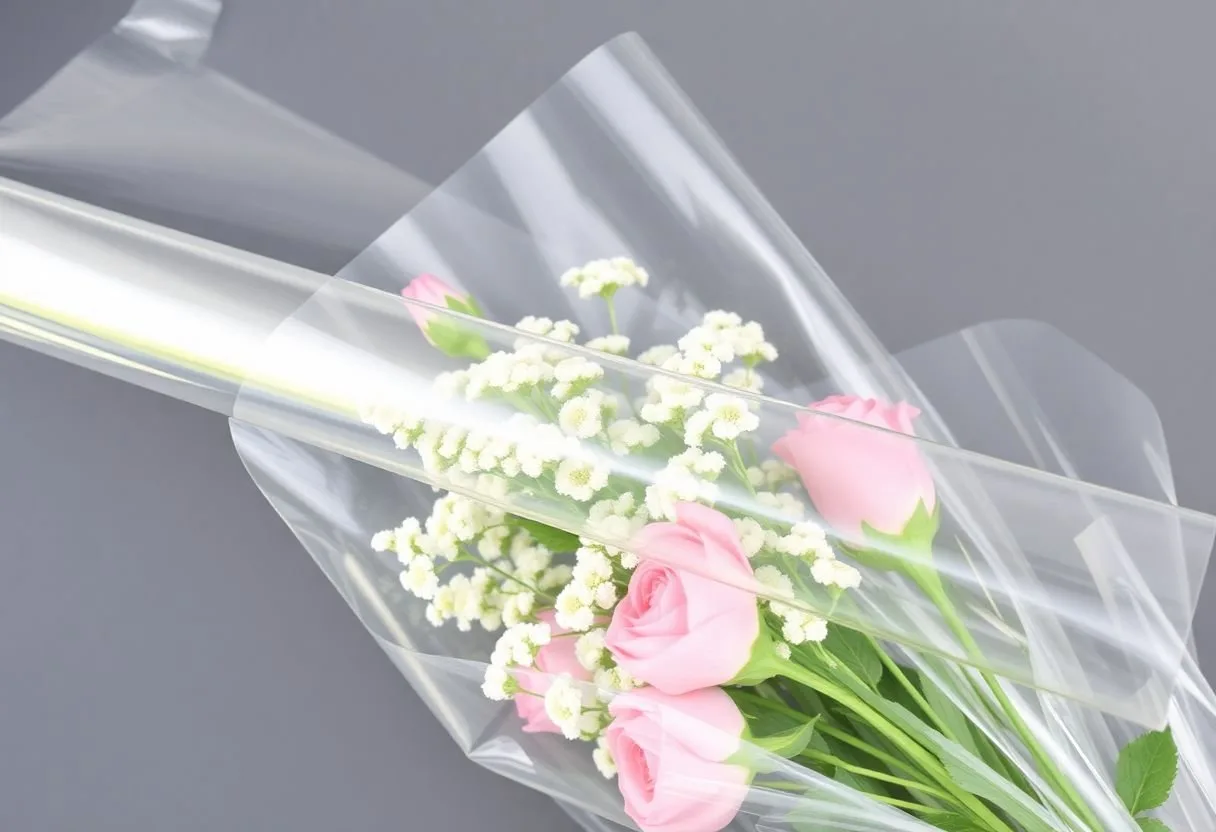 Transparent flower wrapping film with high clarity