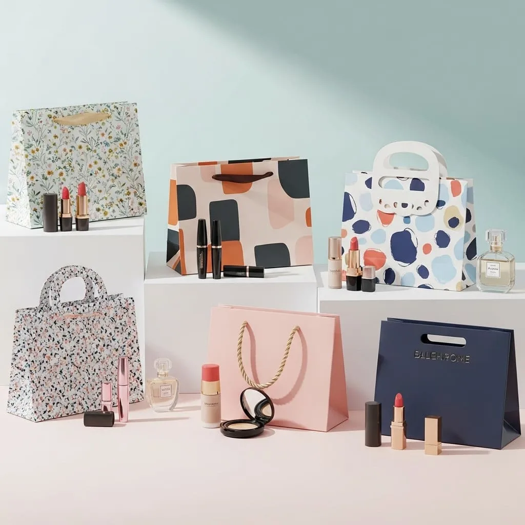 Decorative cosmetic gift bag perfect for beauty product gifting occasions and special celebrations