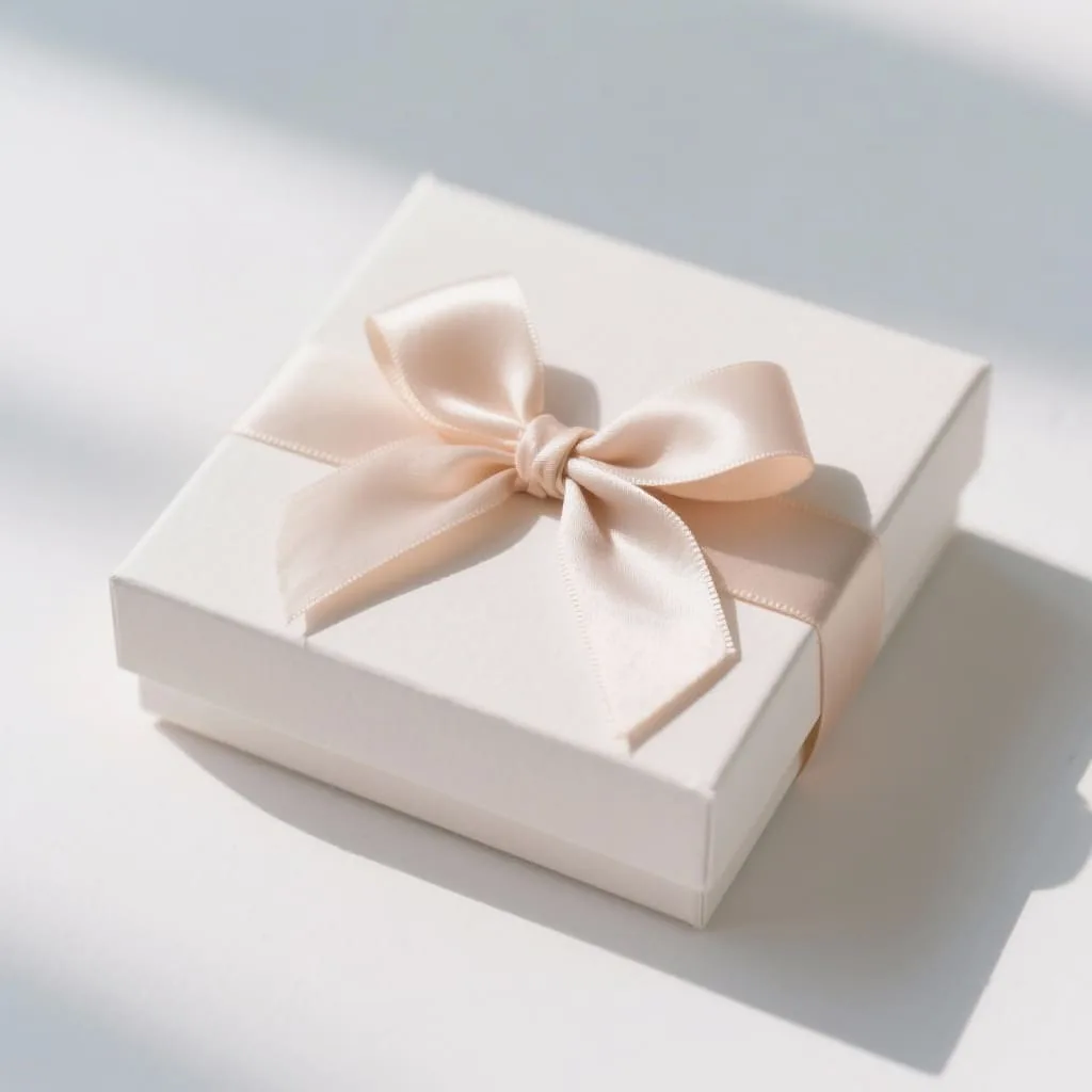 Satin ribbon bow cosmetic packaging accessory with luxury finish for gift presentation appeal
