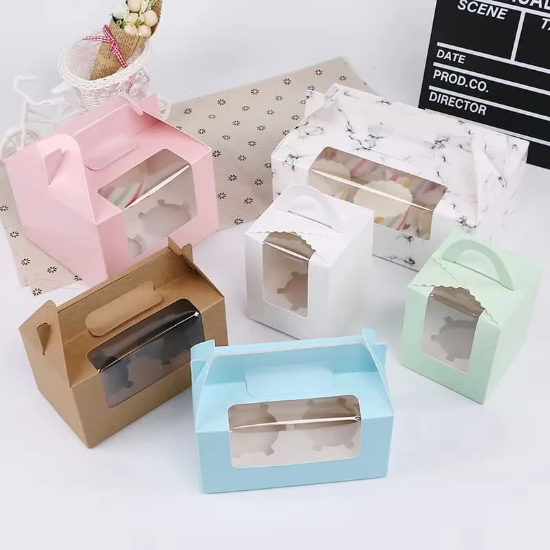 Cupcake boxes with inserts and carry handles