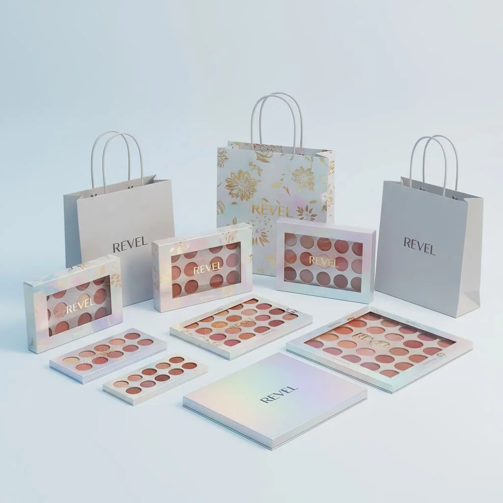 Custom eyeshadow palette packaging box with protective inserts and luxury finishing for makeup collections