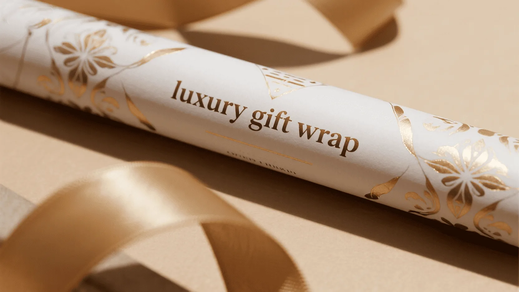 A close-up shot of a machine applying gold foil to white paper rolls.