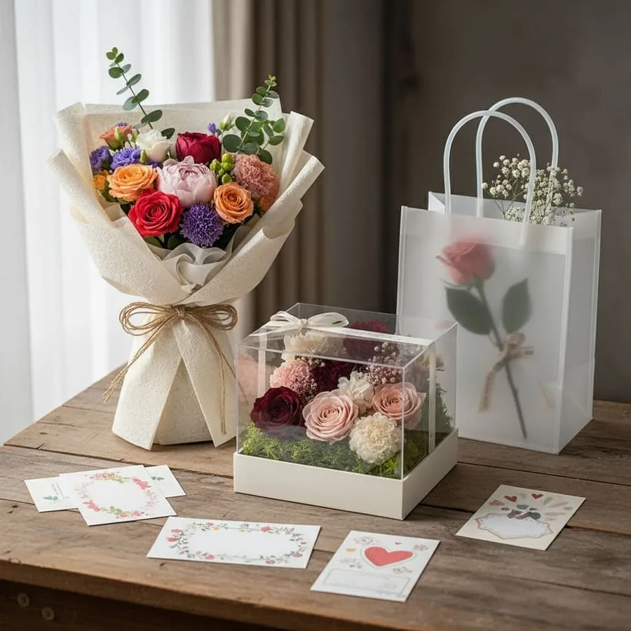 Floral Packaging Boxes and Wraps for florists and flower arrangements
