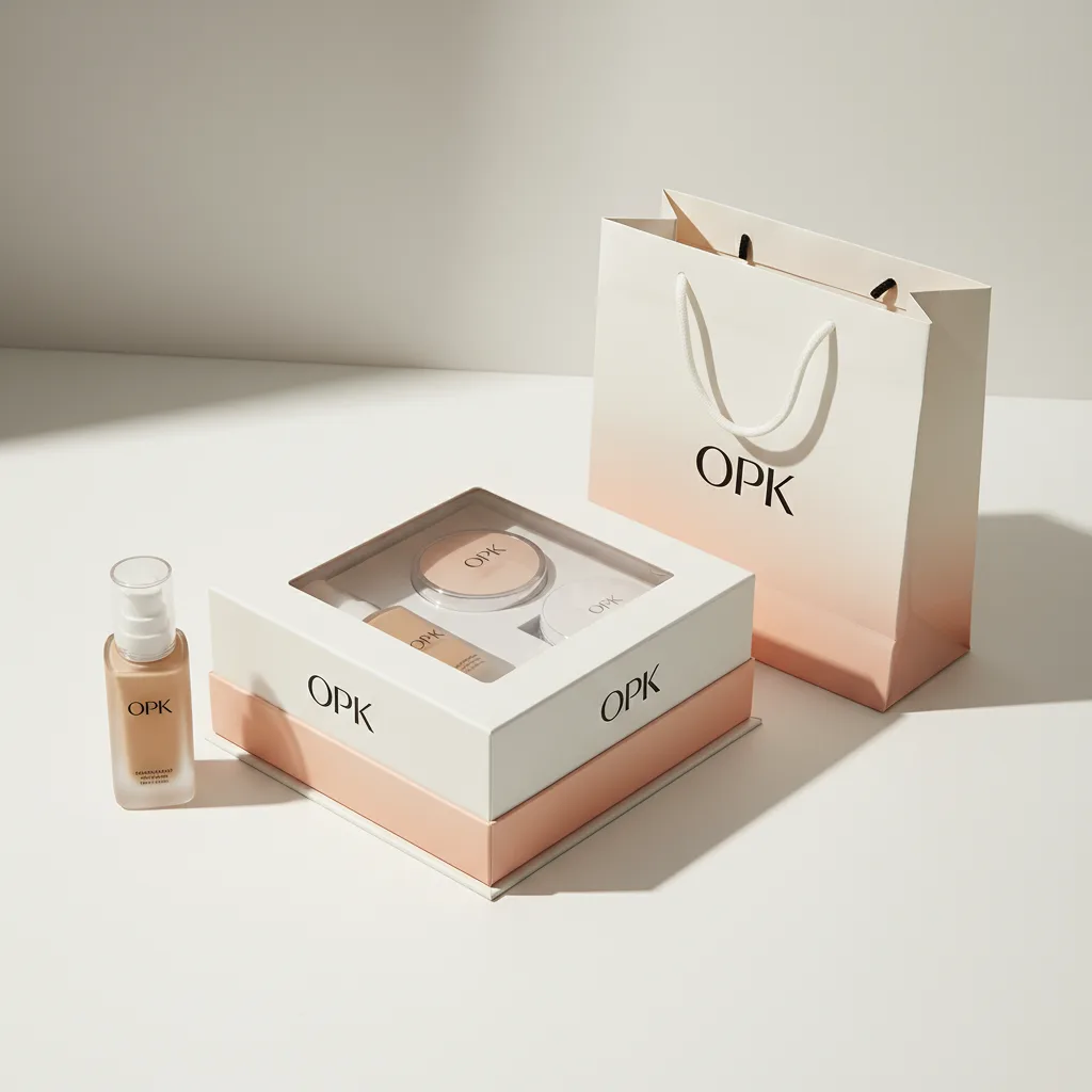 Foundation makeup box with clear PVC window for product visibility and professional cosmetic branding