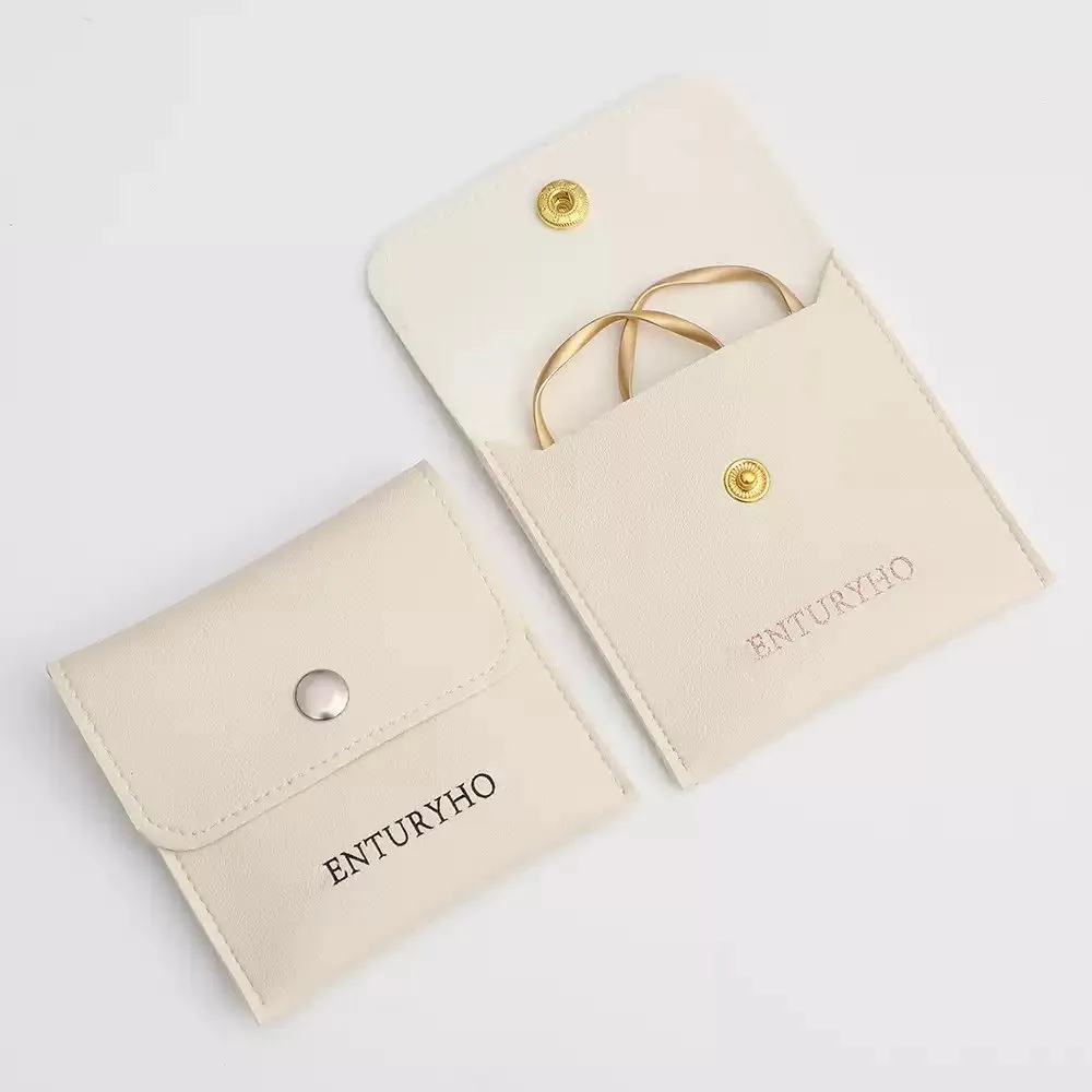 Premium Genuine Leather Jewelry Pouch with Debossed Logo