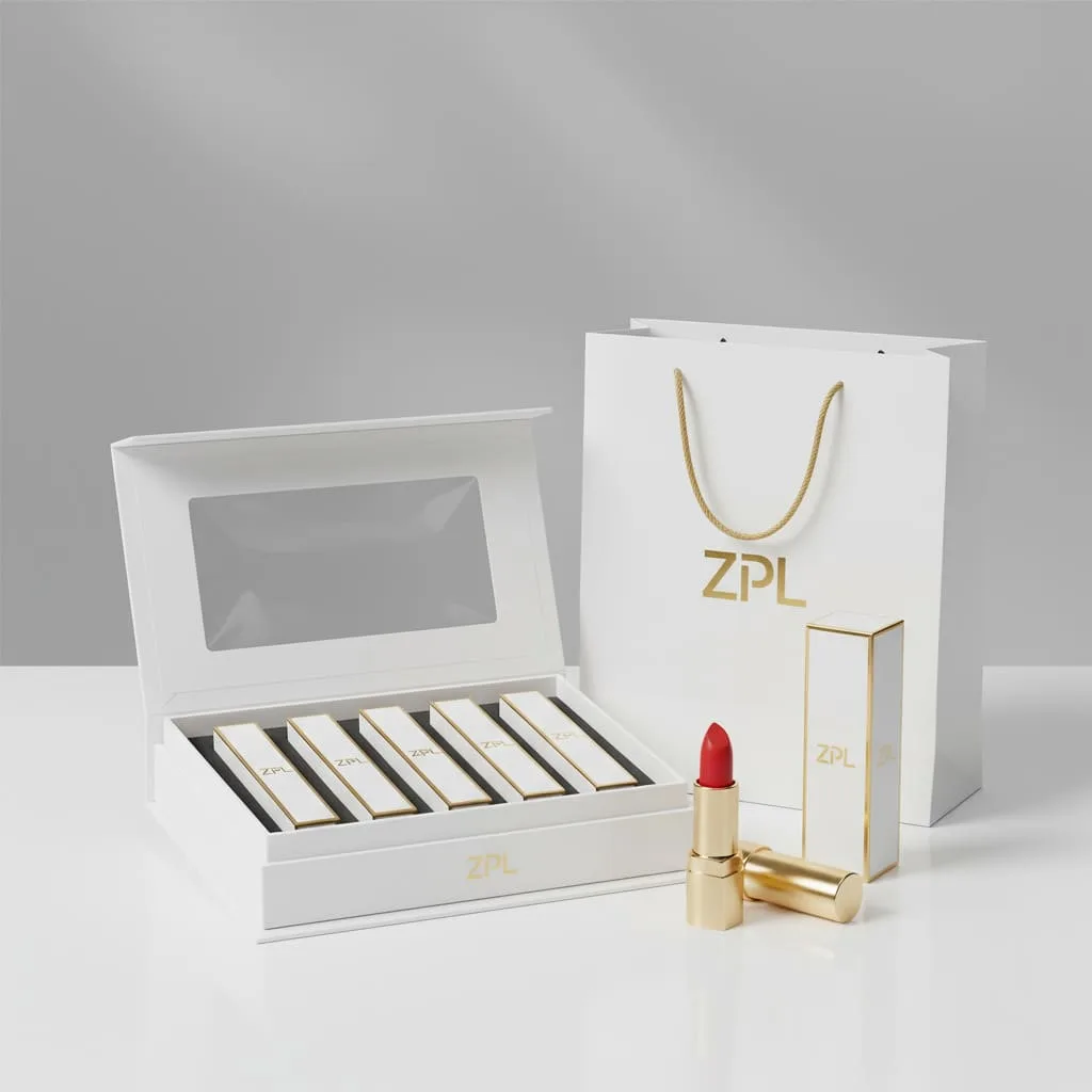 Luxury lipstick packaging box with magnetic closure and premium rigid construction for high-end cosmetic brands