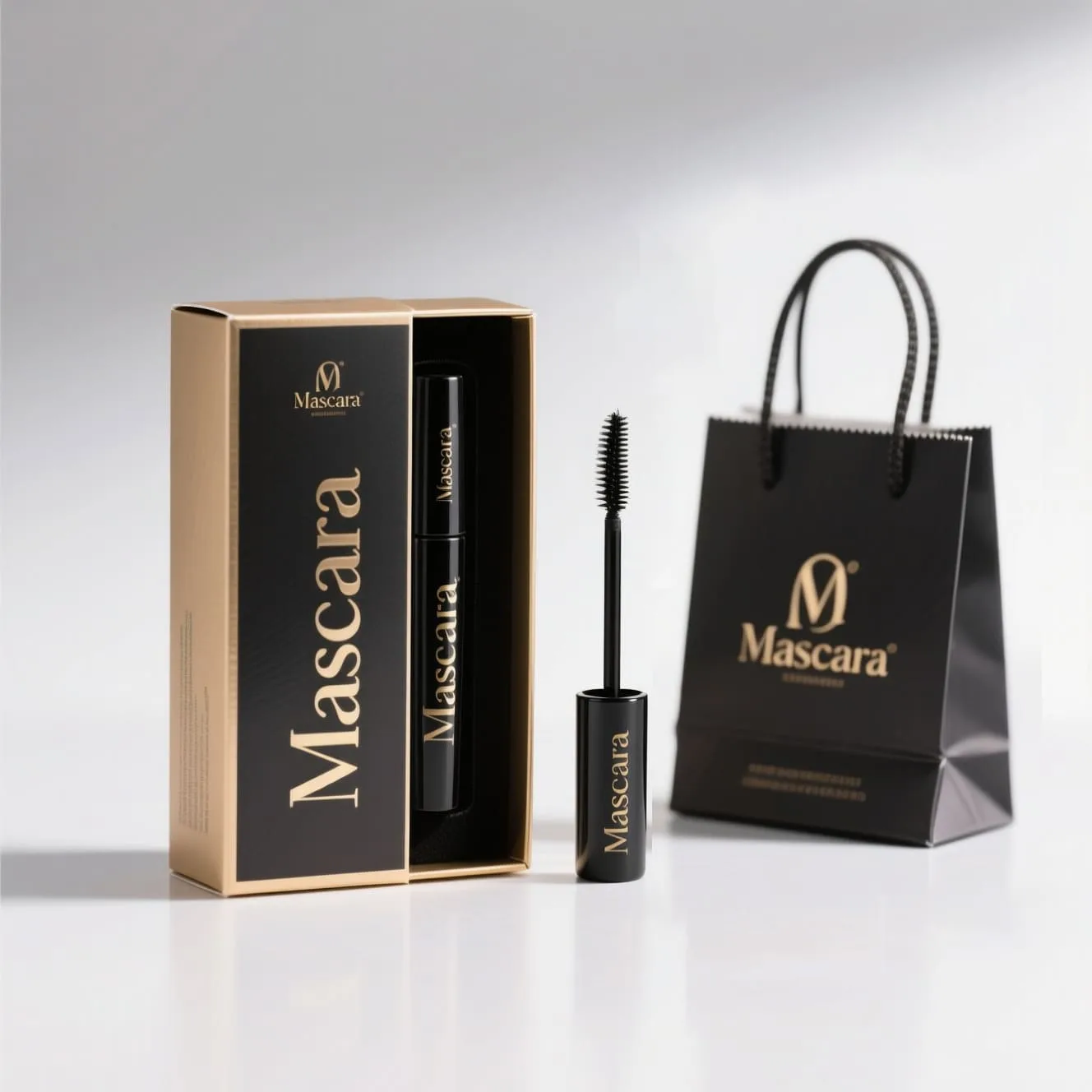 Sleek mascara tube packaging box with secure closure and professional makeup brand visibility design