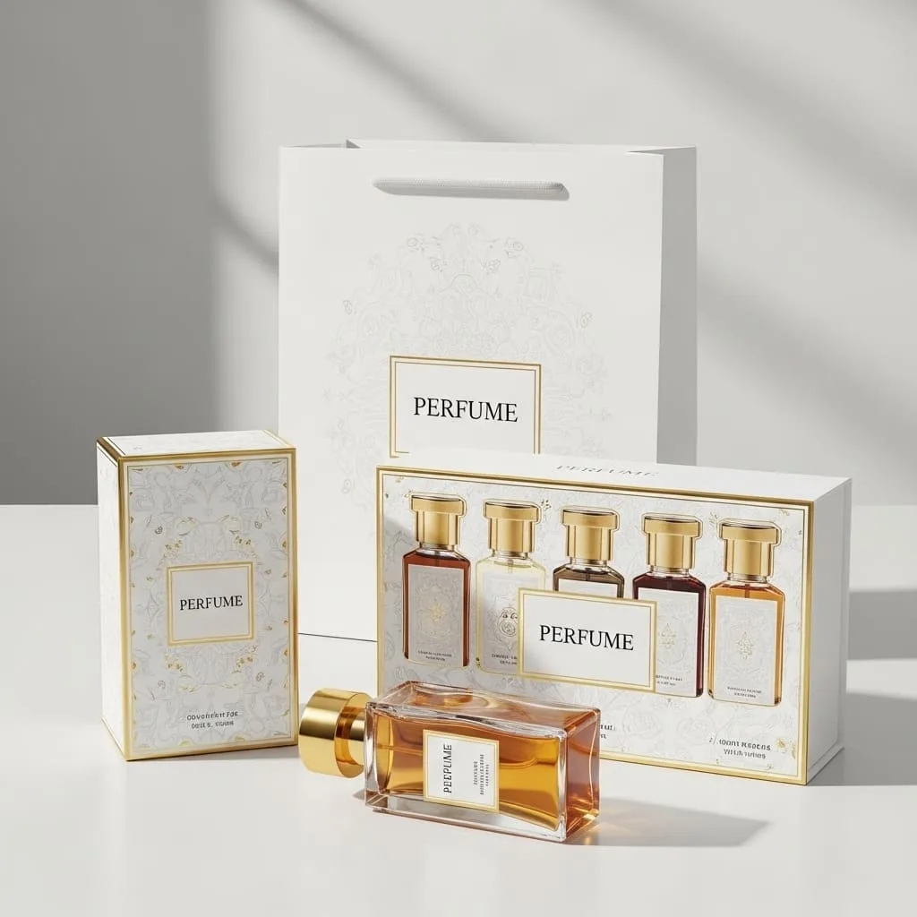 Elegant perfume packaging box with foam insert protection for luxury fragrance bottles and gift presentation