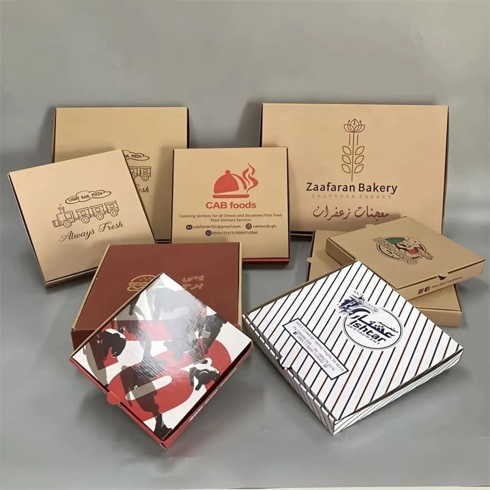 Custom printed pizza boxes in various sizes