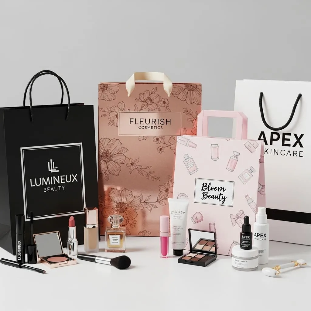 Brand-focused promotional cosmetic paper bag for marketing campaigns and brand awareness initiatives