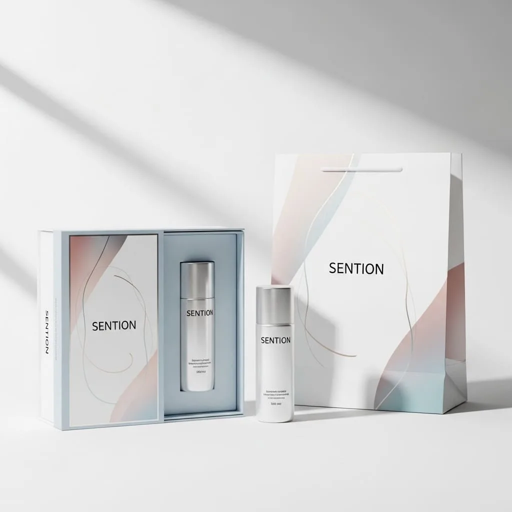 Premium skincare serum packaging box with protective foam inserts for delicate glass bottles and serums