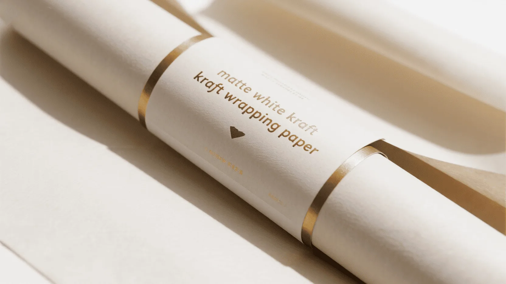 A sheet of matte white kraft paper where a brand name is highlighted with a glossy Spot UV finish, creating a subtle but striking contrast.