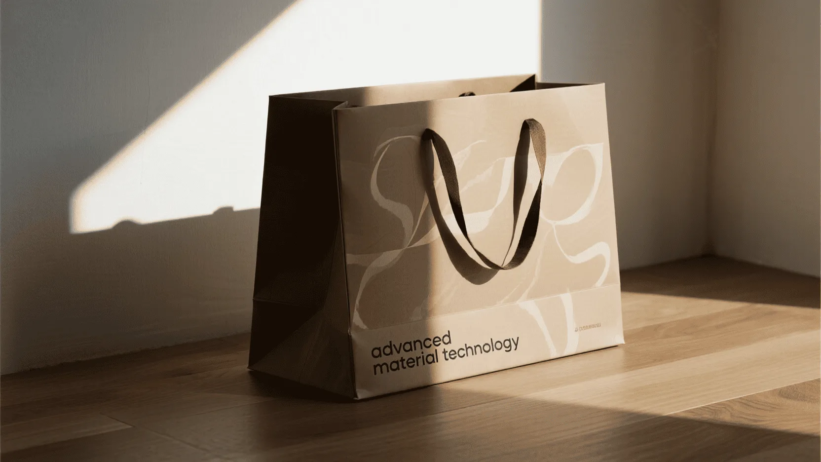 A sleek, modern paper bag with a unique texture, suggesting advanced material technology.