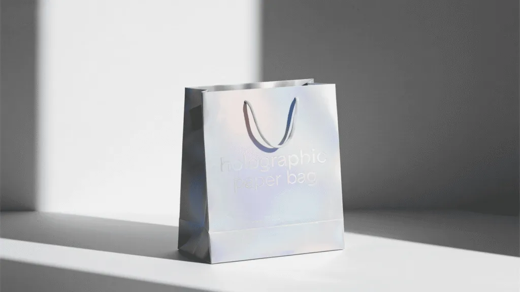 what are the key design & brand strategy considerations when introducing holographic paper bags