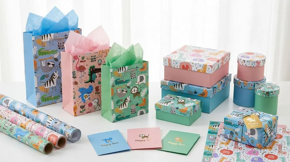 Kids gift packaging collection: playful boxes and bags for children
