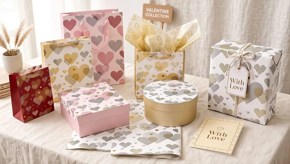 Valentine and wedding packaging collection: premium gift boxes and bags