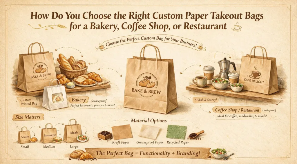 how to choose custom paper takeout bags for bakeries, coffee shops and restaurants