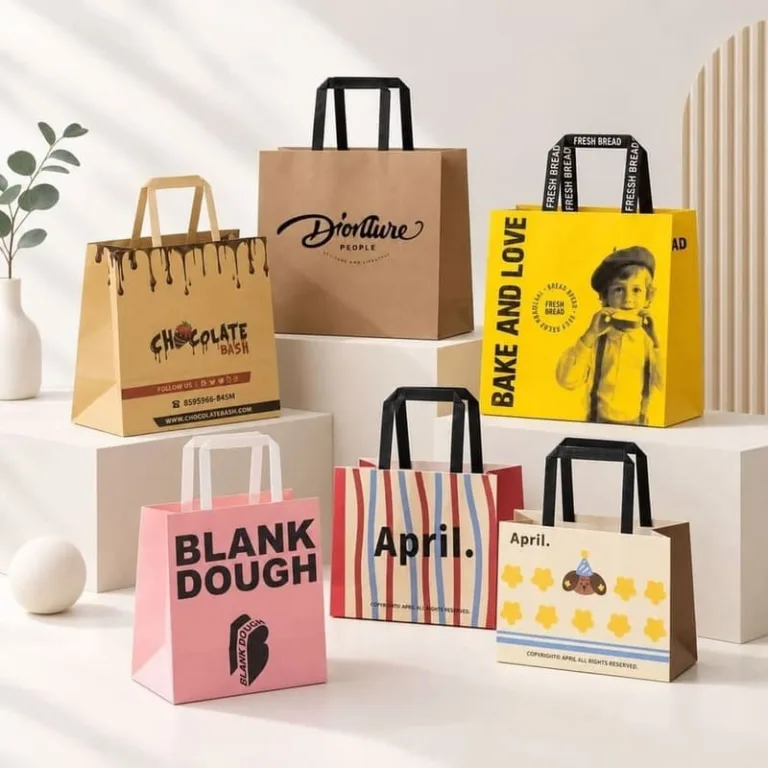 kraft paper bag with flat handle