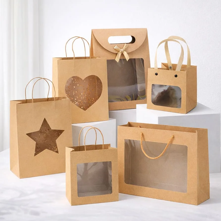 kraft paper bags with clear window