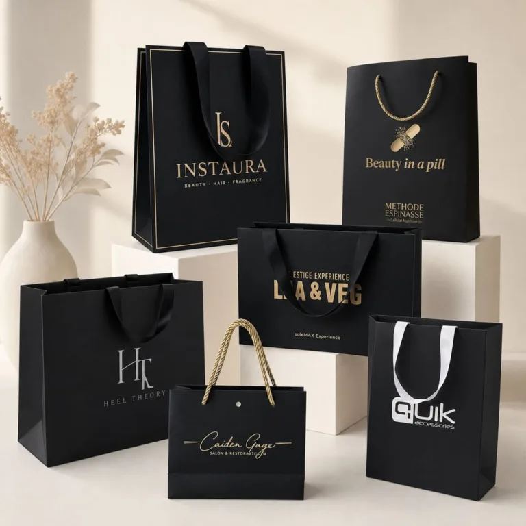 matte black shopping paper bags