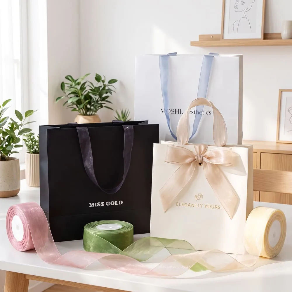 paper bags with organza handle