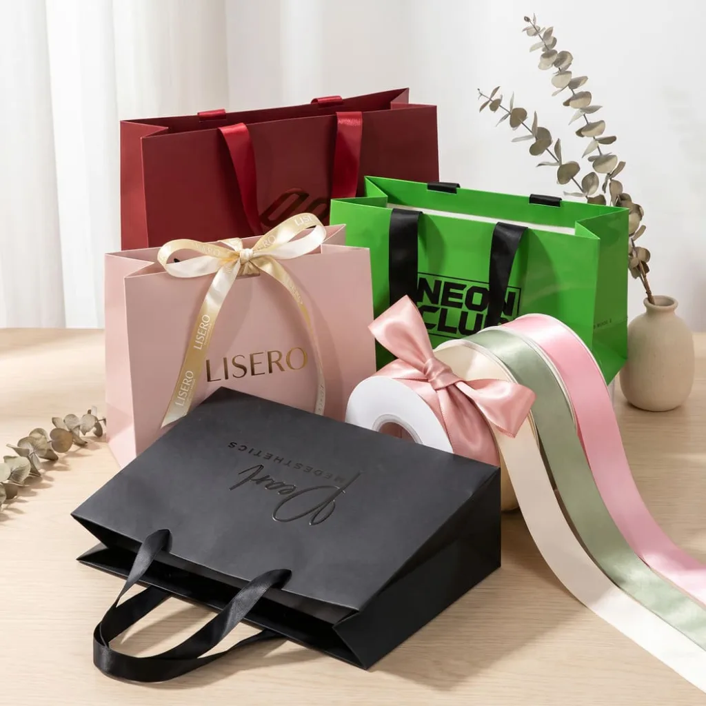 paper bags with ribbon handle