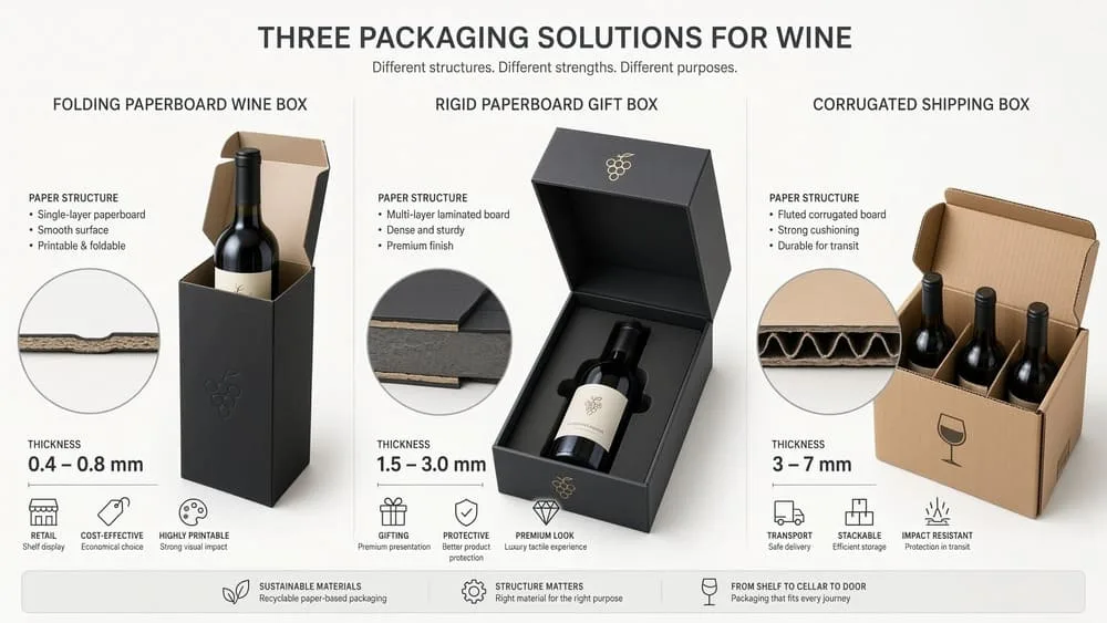 Custom wine boxes designed around different Bordeaux, Burgundy, Champagne and Magnum bottle shapes