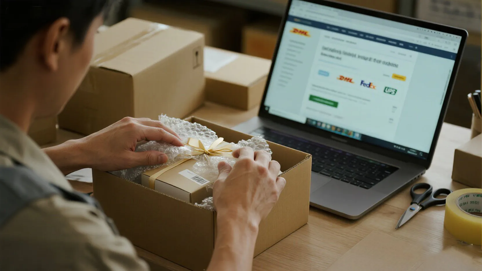 A well-packaged box showing a product snugly surrounded by protective filler material