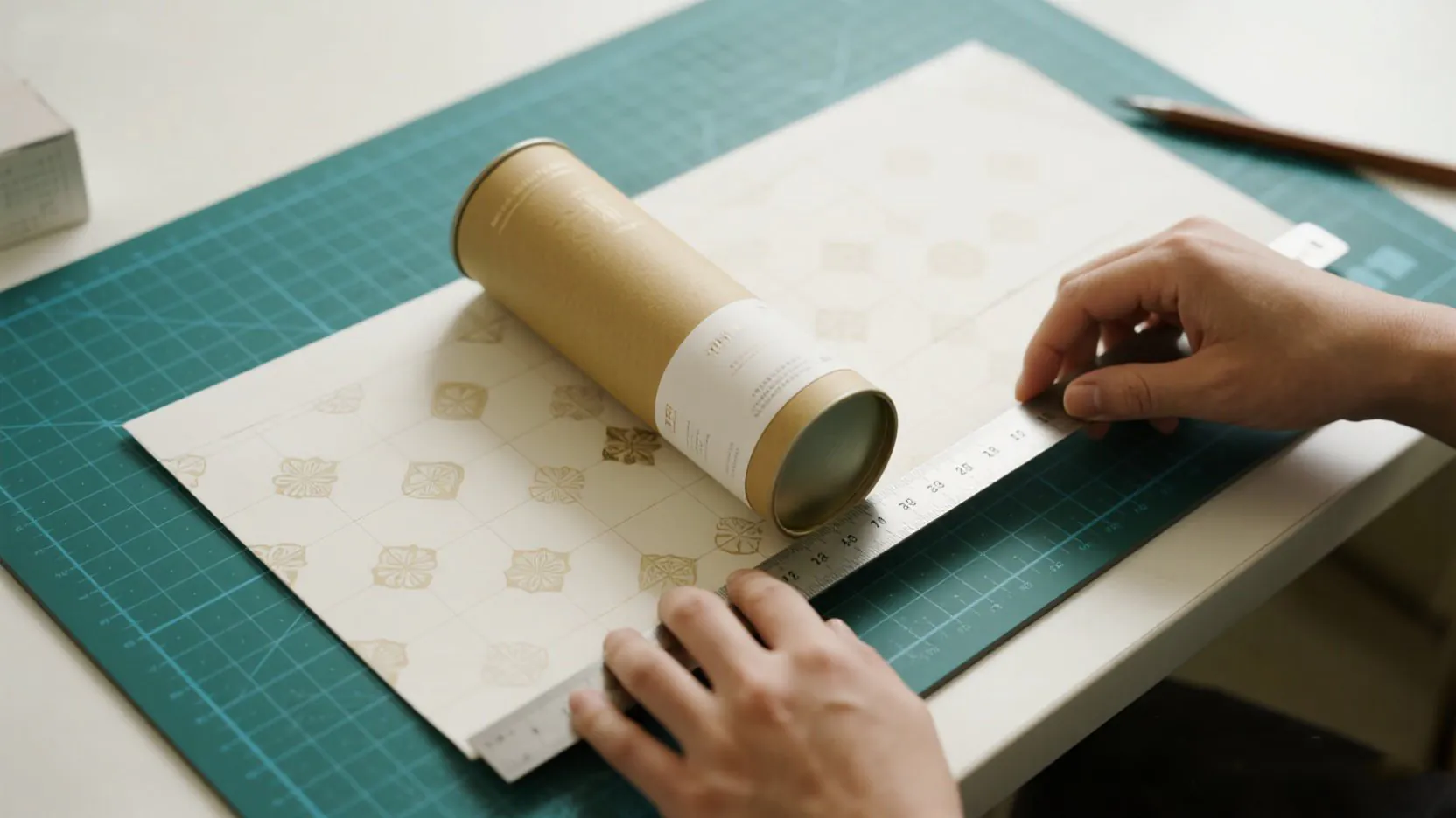 Measuring wrapping paper around a cylindrical object